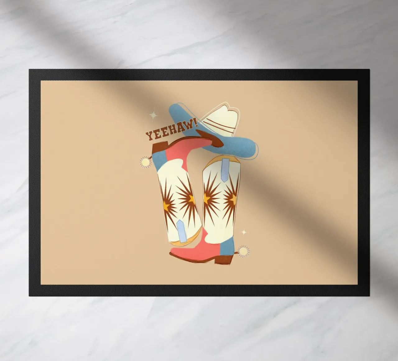 Retro "Yeehaw!" Cowboy Boots Art Print zerbino da showmemars
