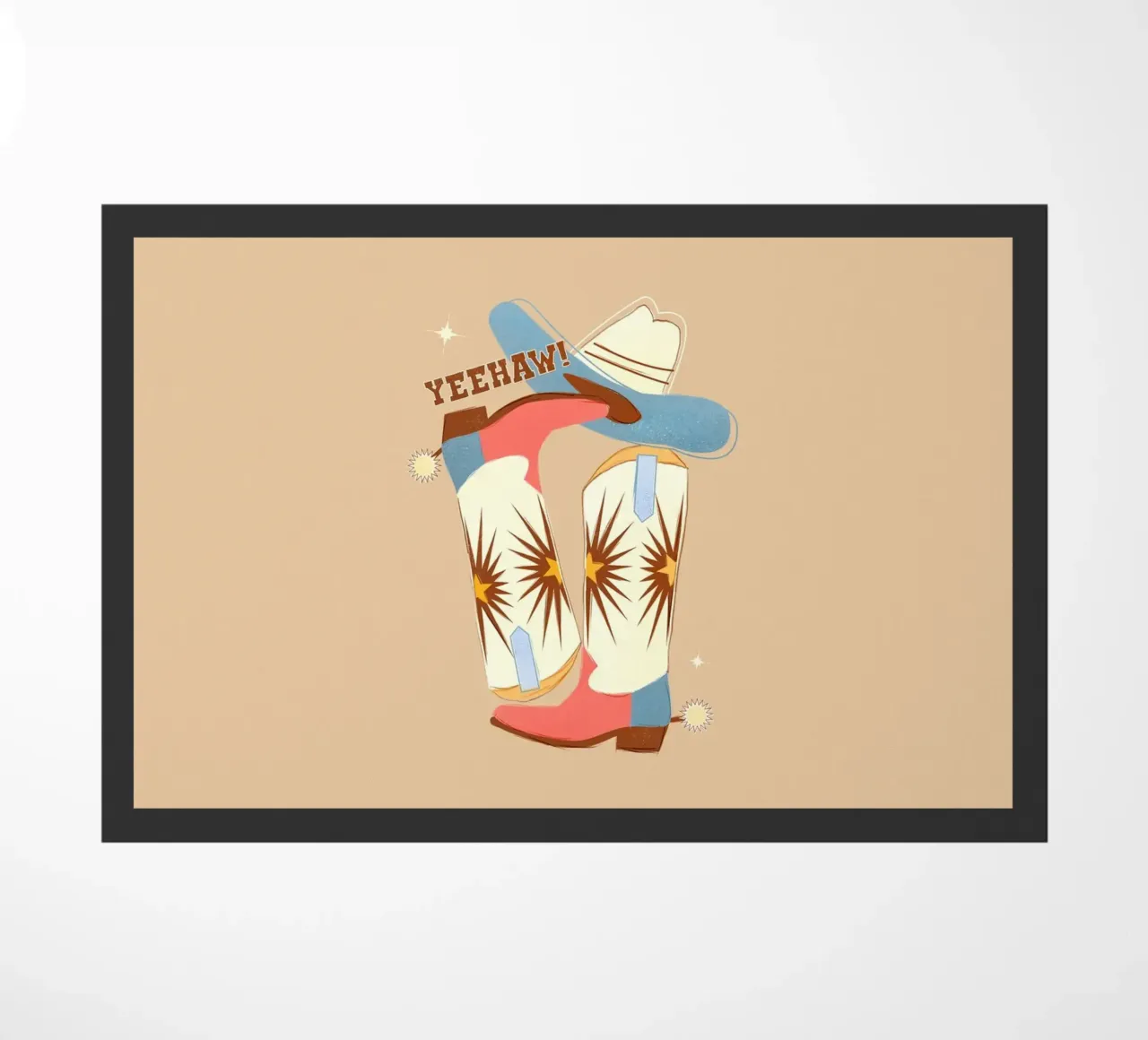 Retro "Yeehaw!" Cowboy Boots Art Print zerbino da showmemars