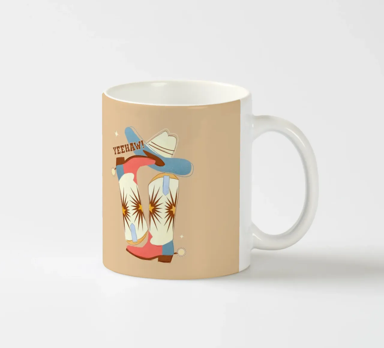 Retro "Yeehaw!" Cowboy Boots Art Print tazza in ceramica da showmemars