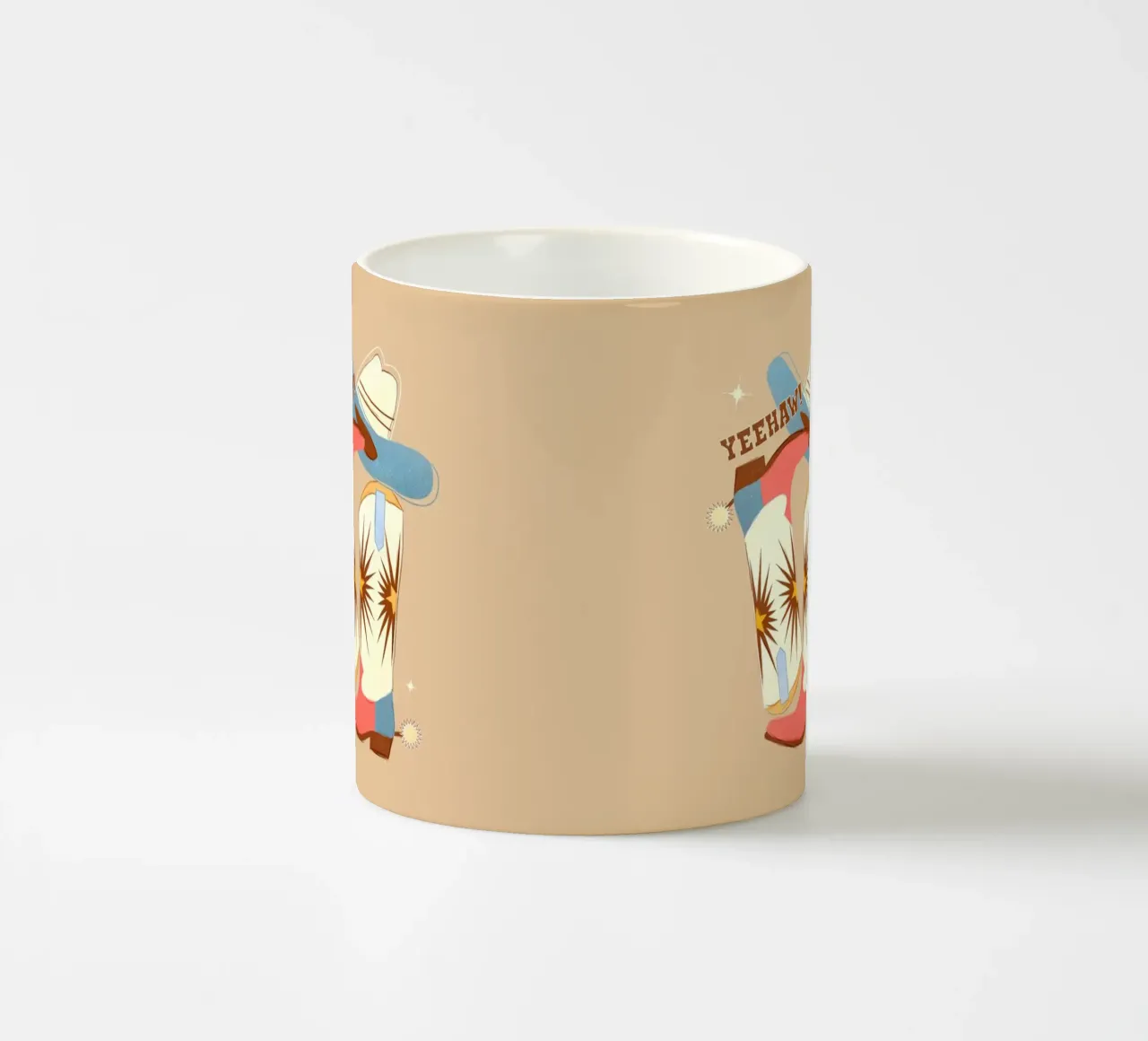 Retro "Yeehaw!" Cowboy Boots Art Print tazza in ceramica da showmemars