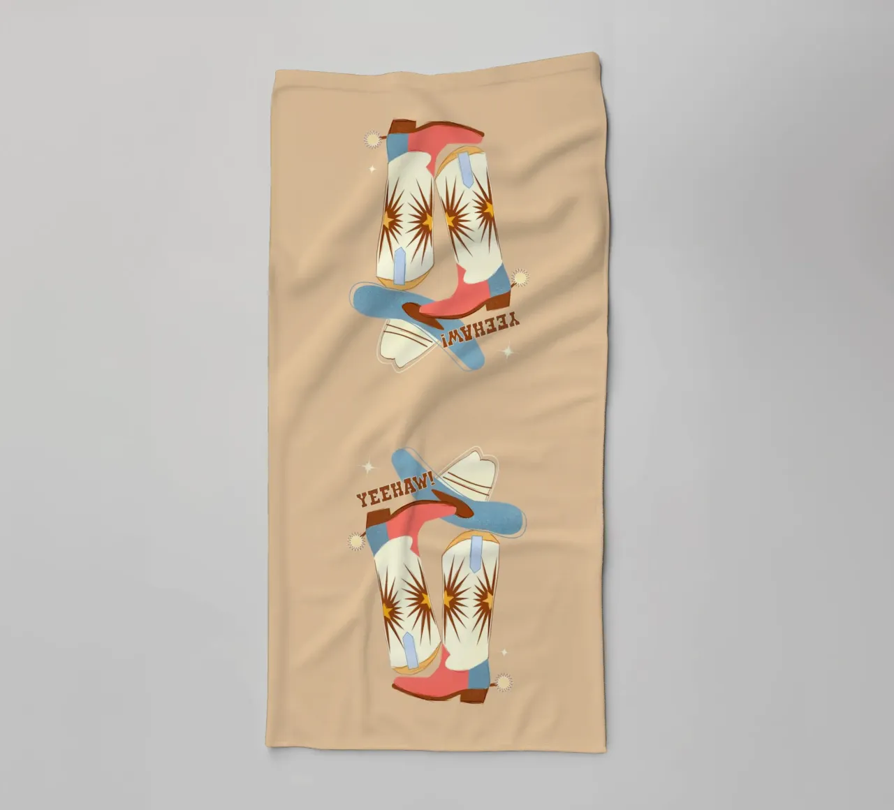 Retro "Yeehaw!" Cowboy Boots Art Print asciugamano da bagno da showmemars