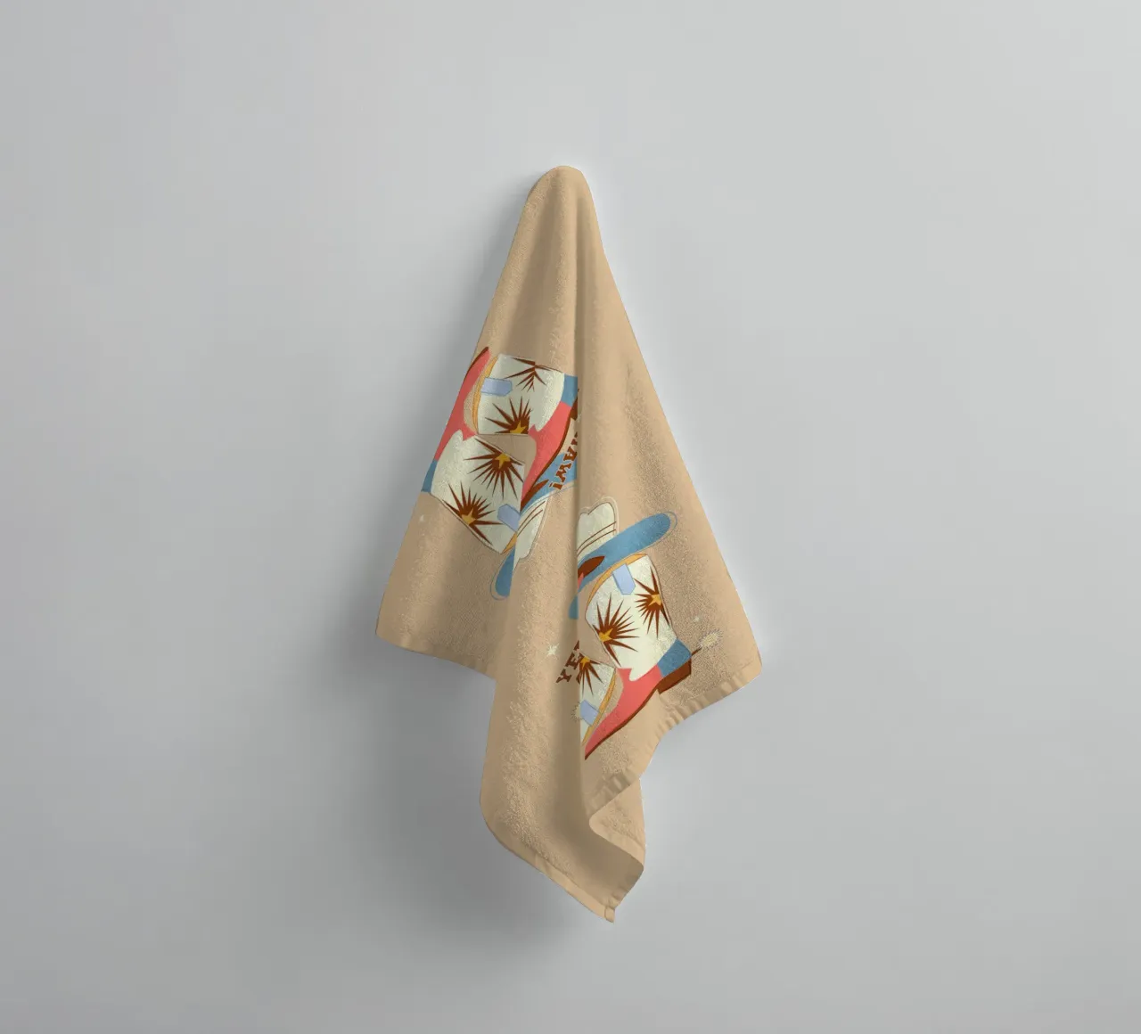 Retro "Yeehaw!" Cowboy Boots Art Print asciugamano da bagno da showmemars