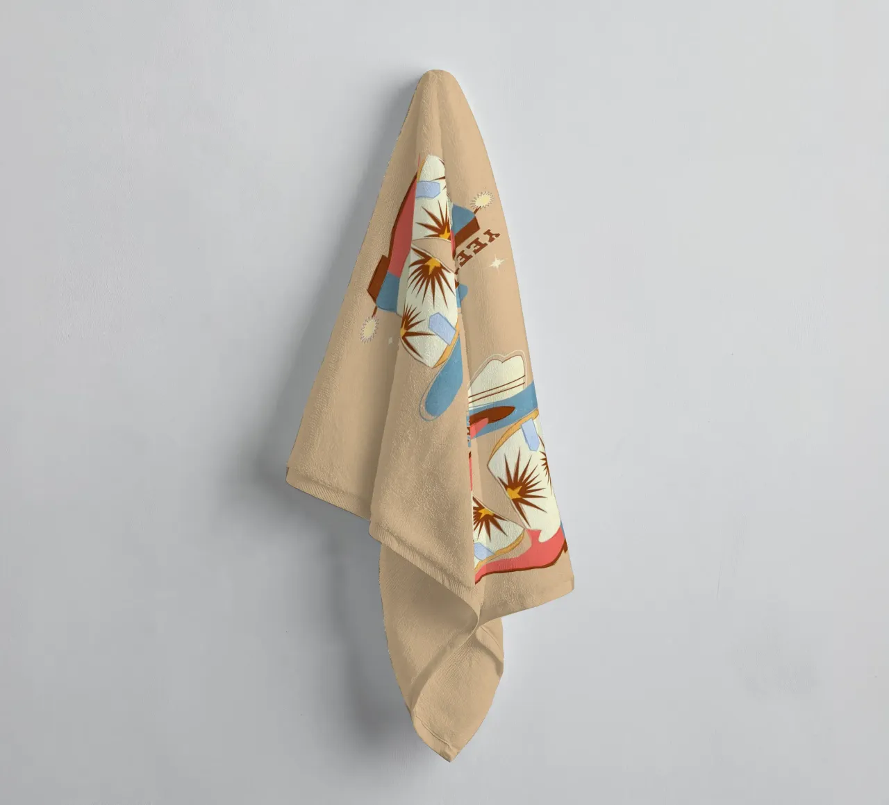 Retro "Yeehaw!" Cowboy Boots Art Print asciugamano da bagno da showmemars