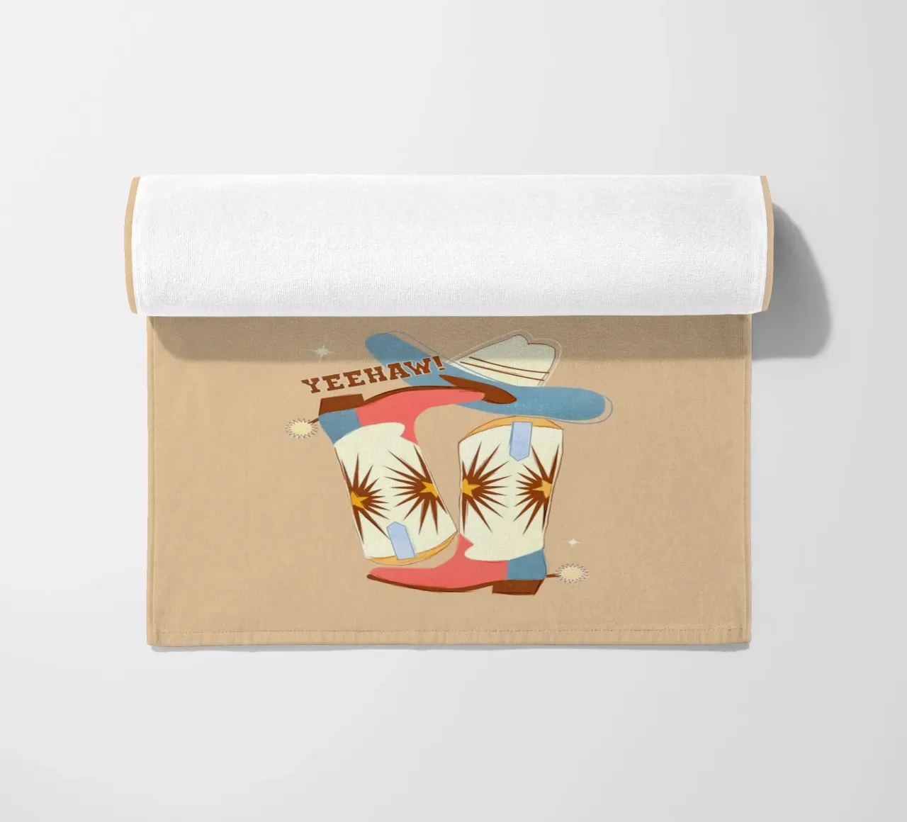 Retro "Yeehaw!" Cowboy Boots Art Print telo mare da showmemars