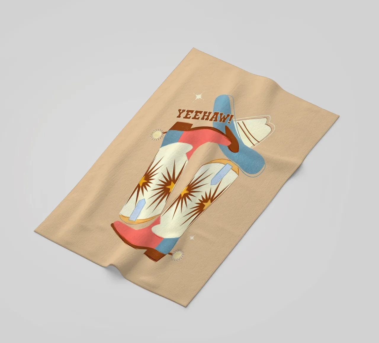 Retro "Yeehaw!" Cowboy Boots Art Print telo mare da showmemars