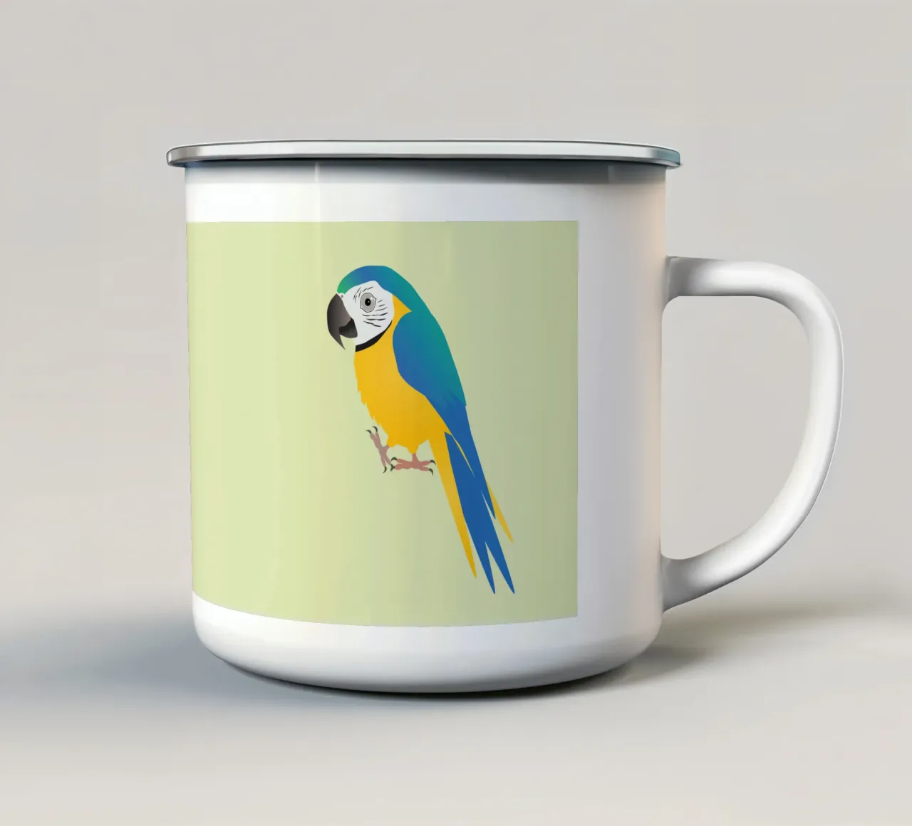 Divertente ara blu e gialla tazza in smalto da BwiseLizzy