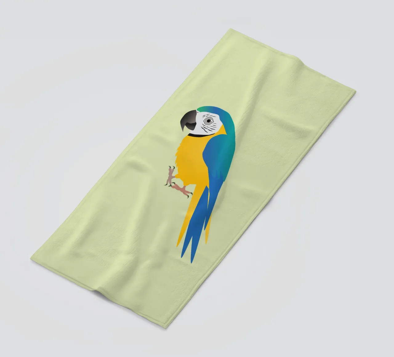 Funny blue and yellow macaw beach towel by BwiseLizzy