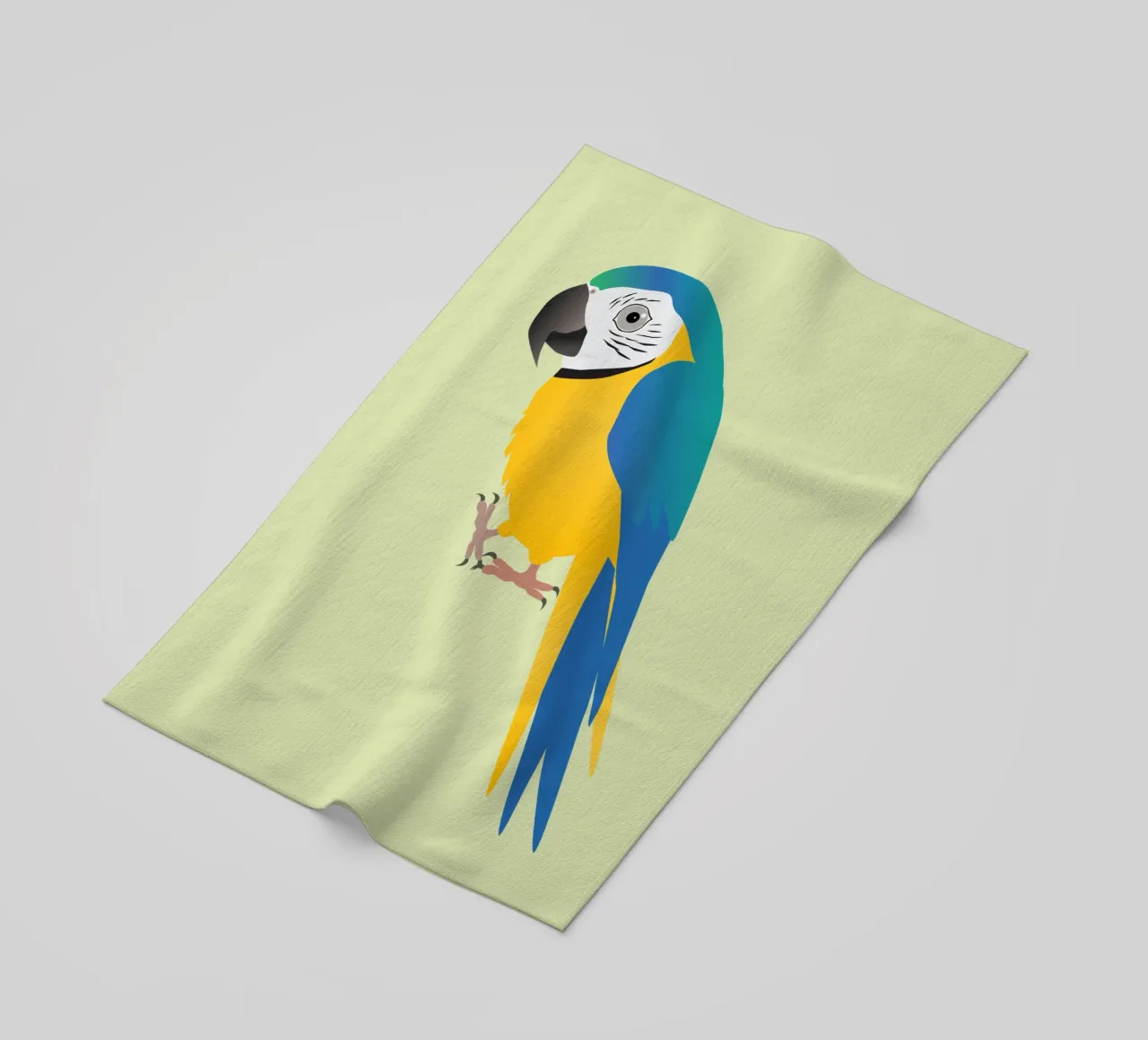 Funny blue and yellow macaw beach towel by BwiseLizzy