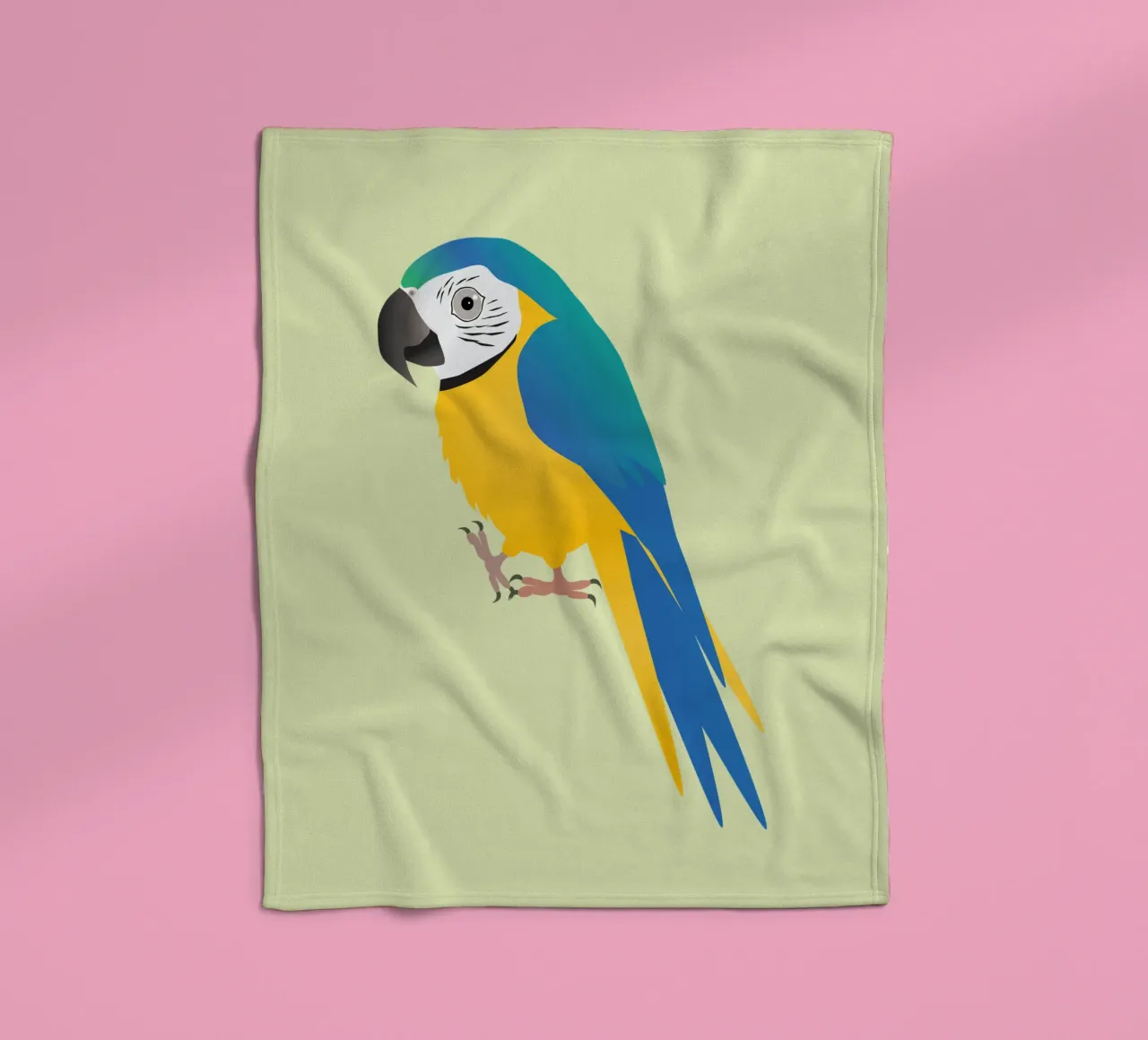 Funny blue and yellow macaw fleece blanket by BwiseLizzy