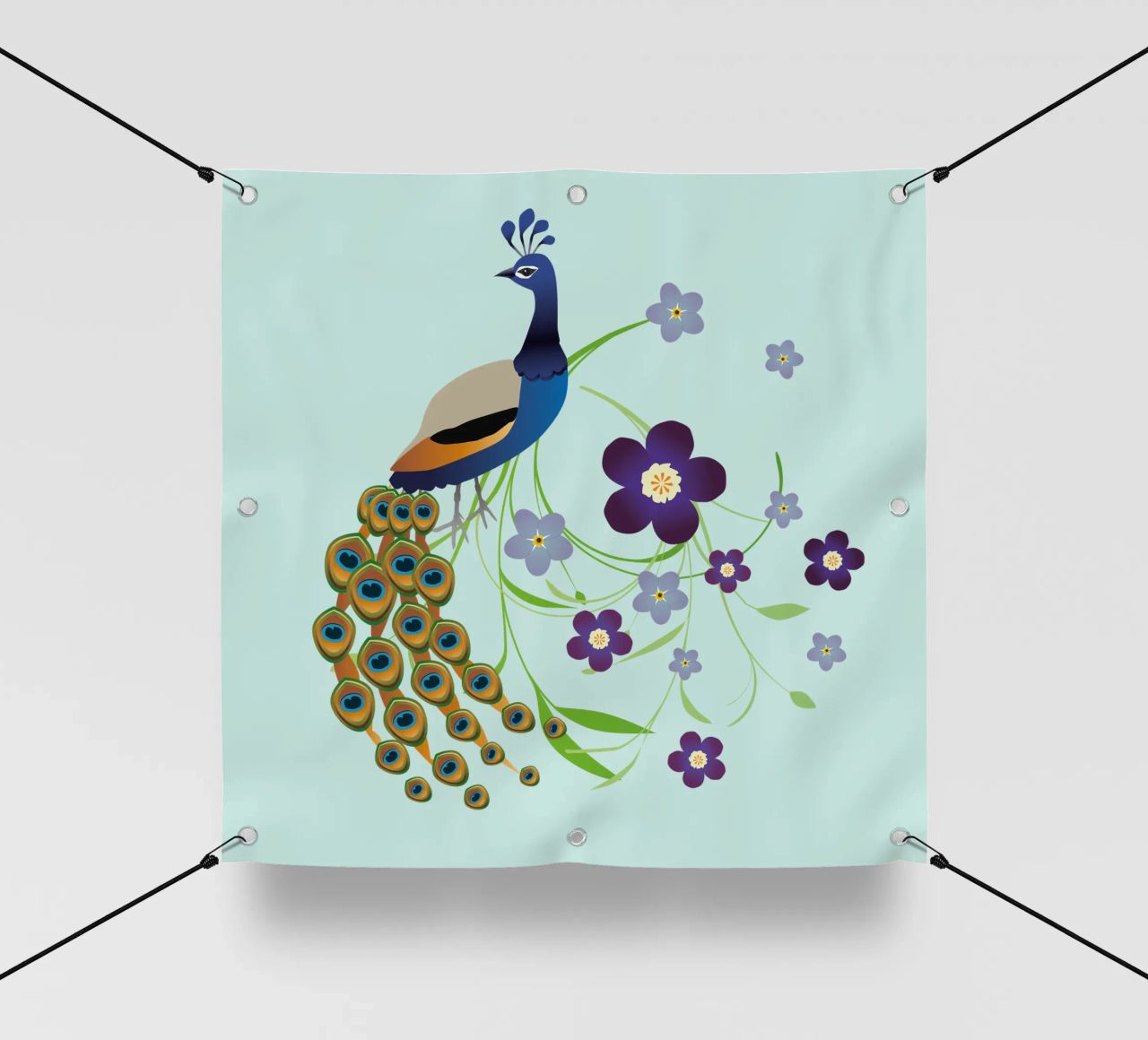 Pavone con fiori telo in pvc da BwiseLizzy