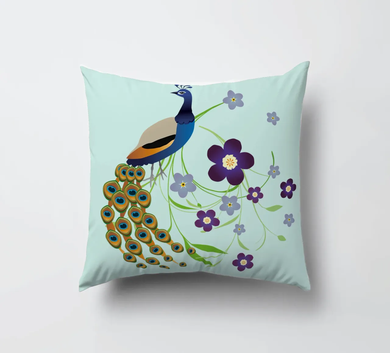 Pavone con fiori cuscino da BwiseLizzy
