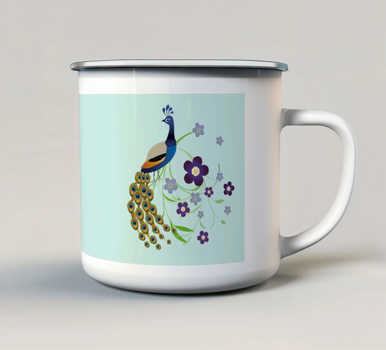 Pavone con fiori tazza in smalto da BwiseLizzy