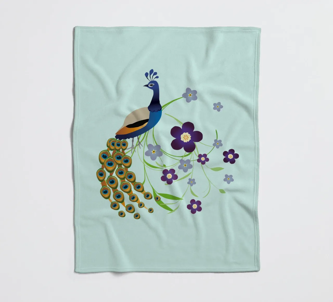 Pavone con fiori coperta in pile da BwiseLizzy