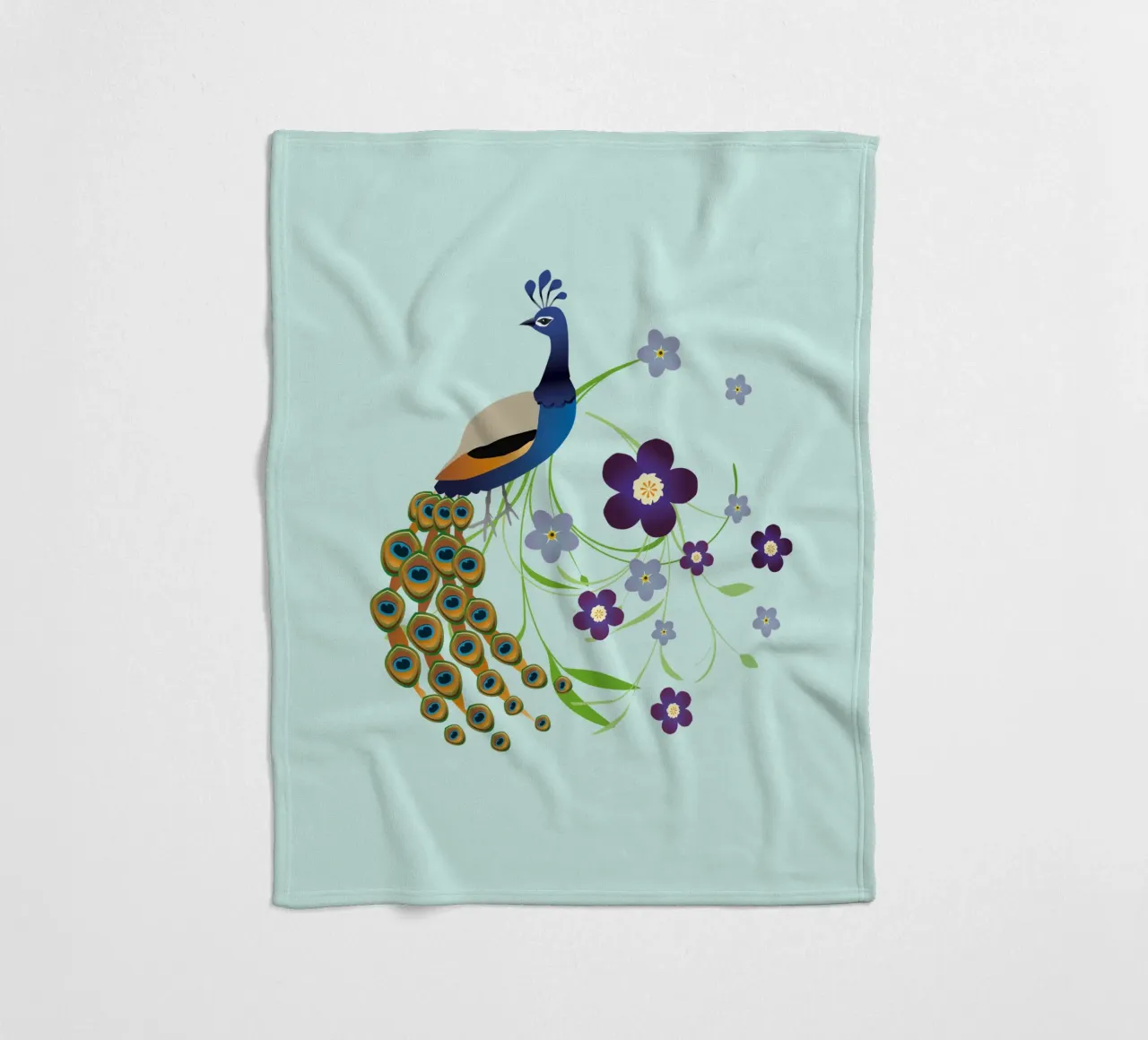 Pavone con fiori coperta in pile da BwiseLizzy