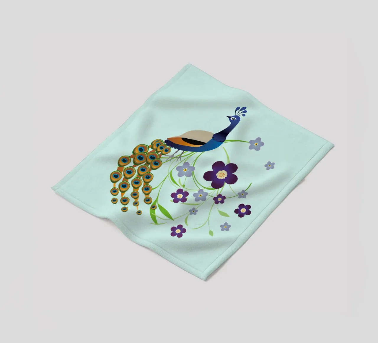 Pavone con fiori coperta in pile da BwiseLizzy