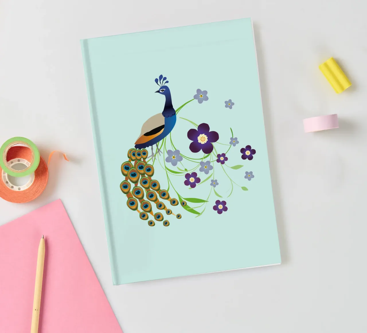 Peacock with flowers notebook by BwiseLizzy
