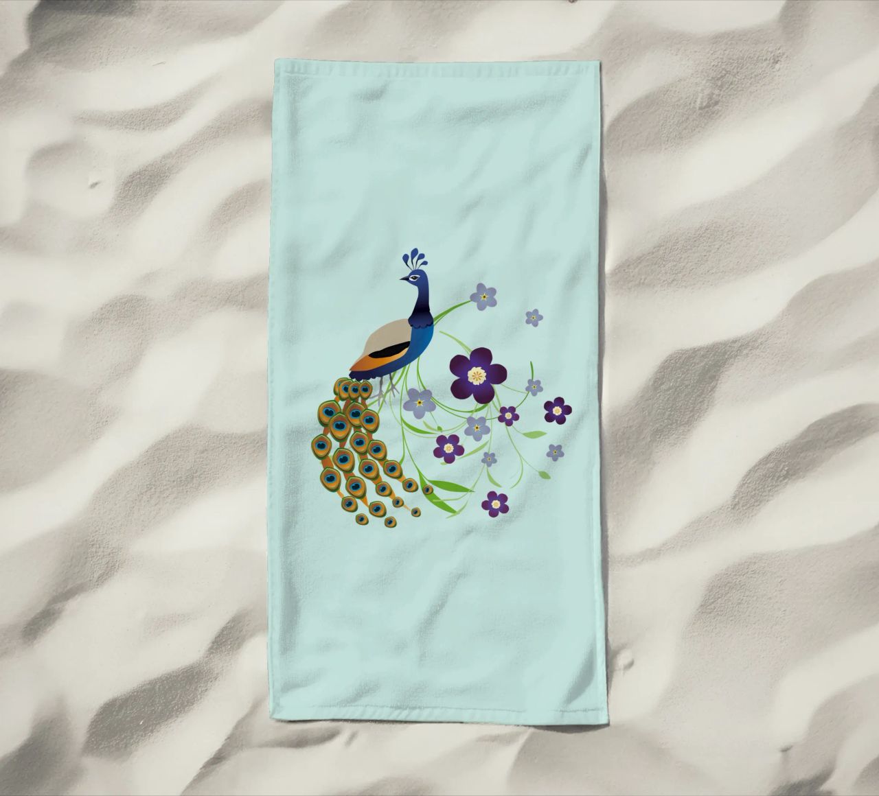 Pavone con fiori telo mare da BwiseLizzy