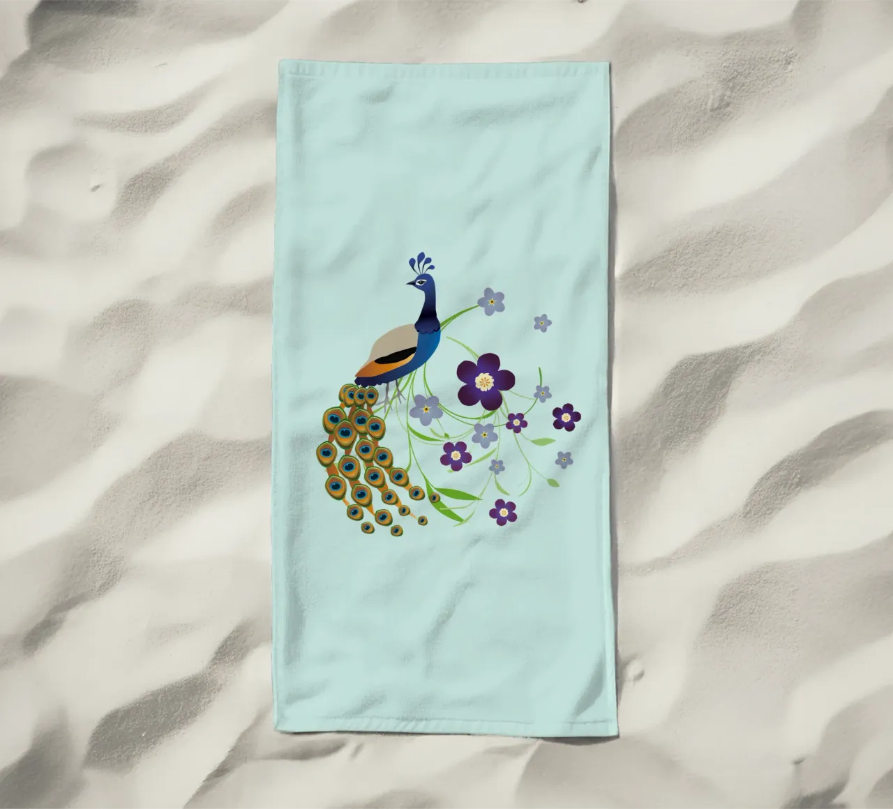 Peacock with flowers beach towel by BwiseLizzy