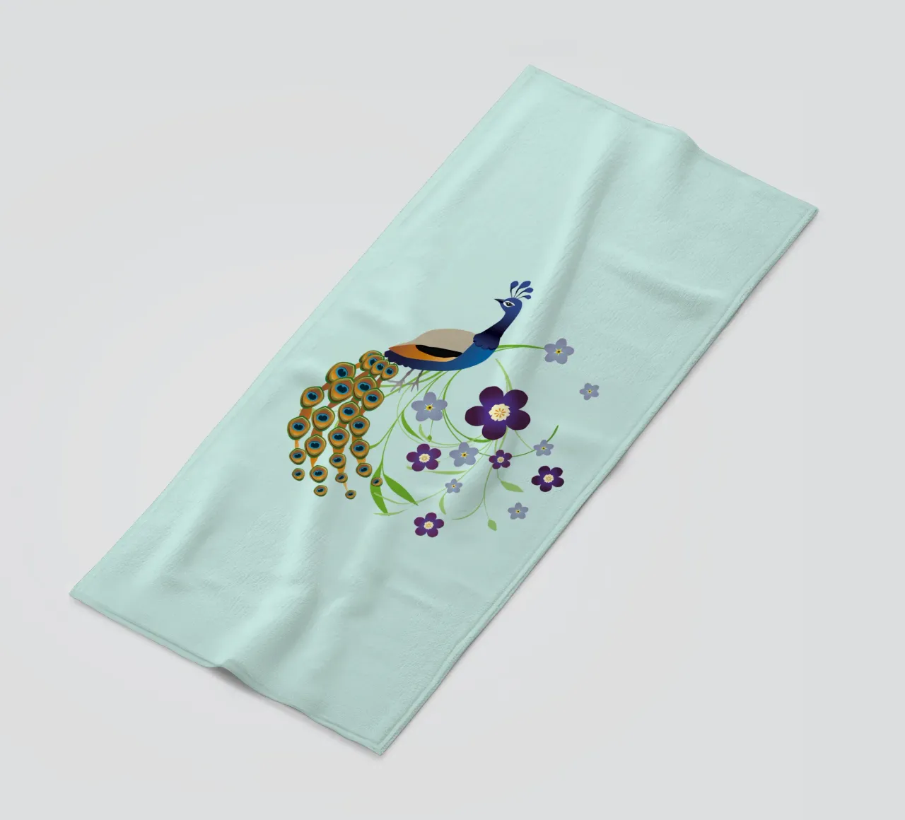 Peacock with flowers beach towel by BwiseLizzy