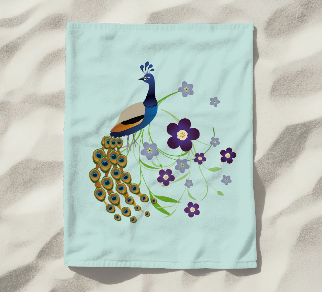 Pavone con fiori telo mare da BwiseLizzy