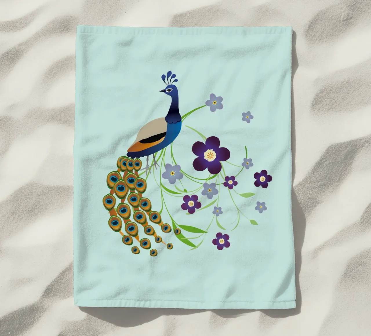 Pavone con fiori telo mare da BwiseLizzy