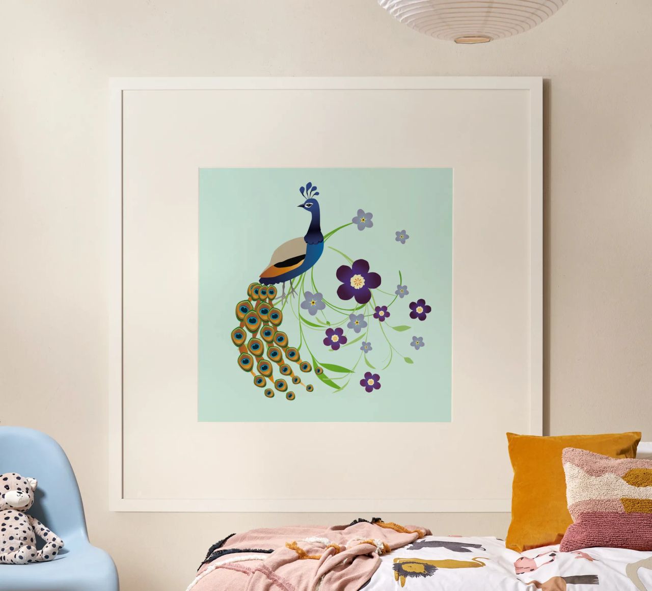Peacock with flowers poster by BwiseLizzy