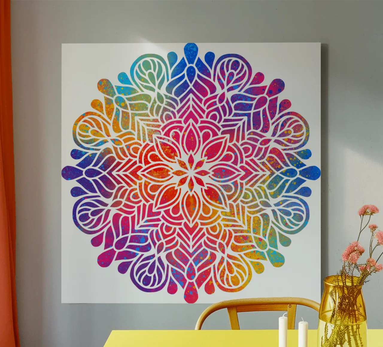 Mandala arcobaleno tela con Cornice a cassetta da Spiritual Touch