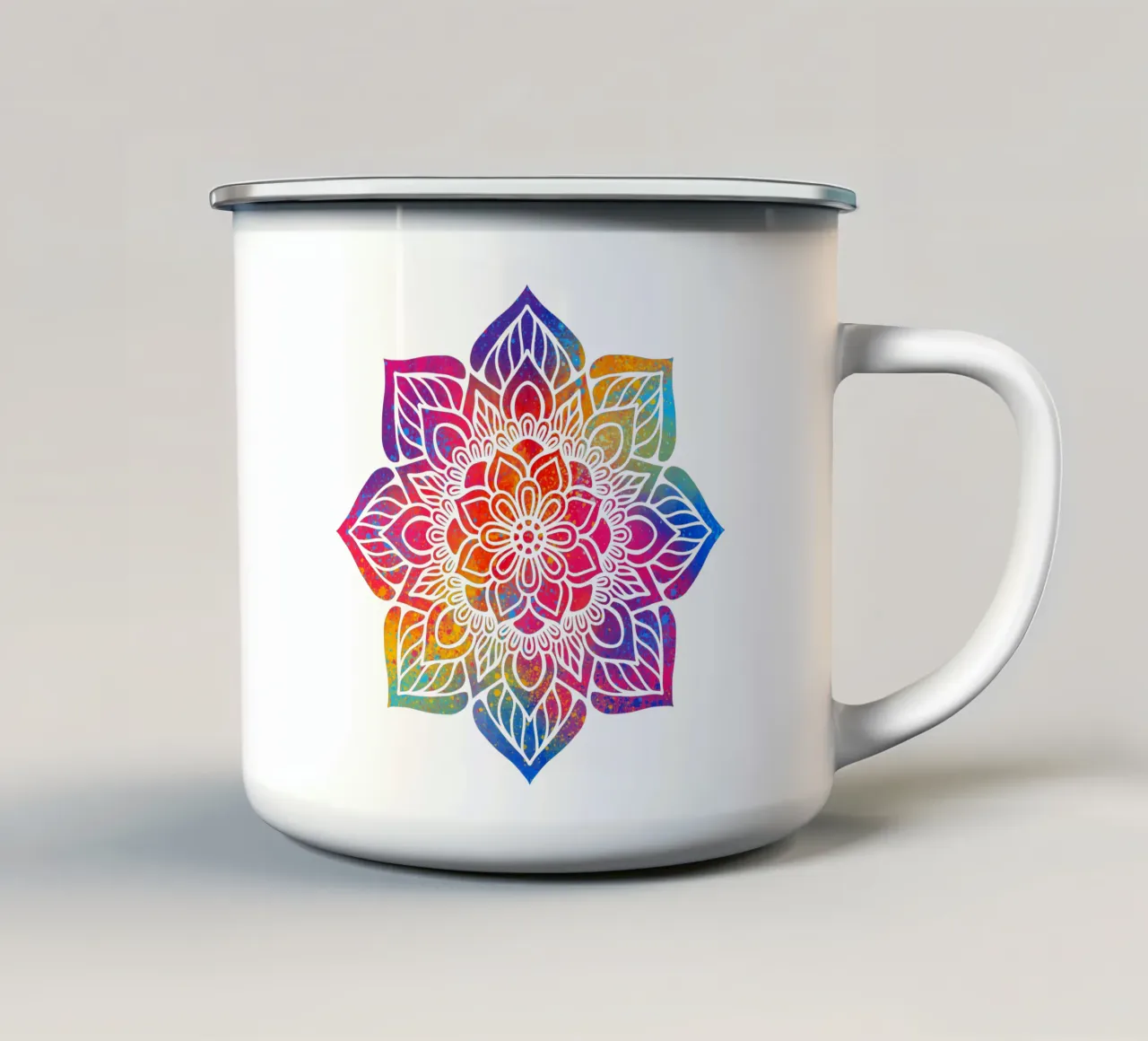 Mandala arcobaleno tazza in smalto da Spiritual Touch