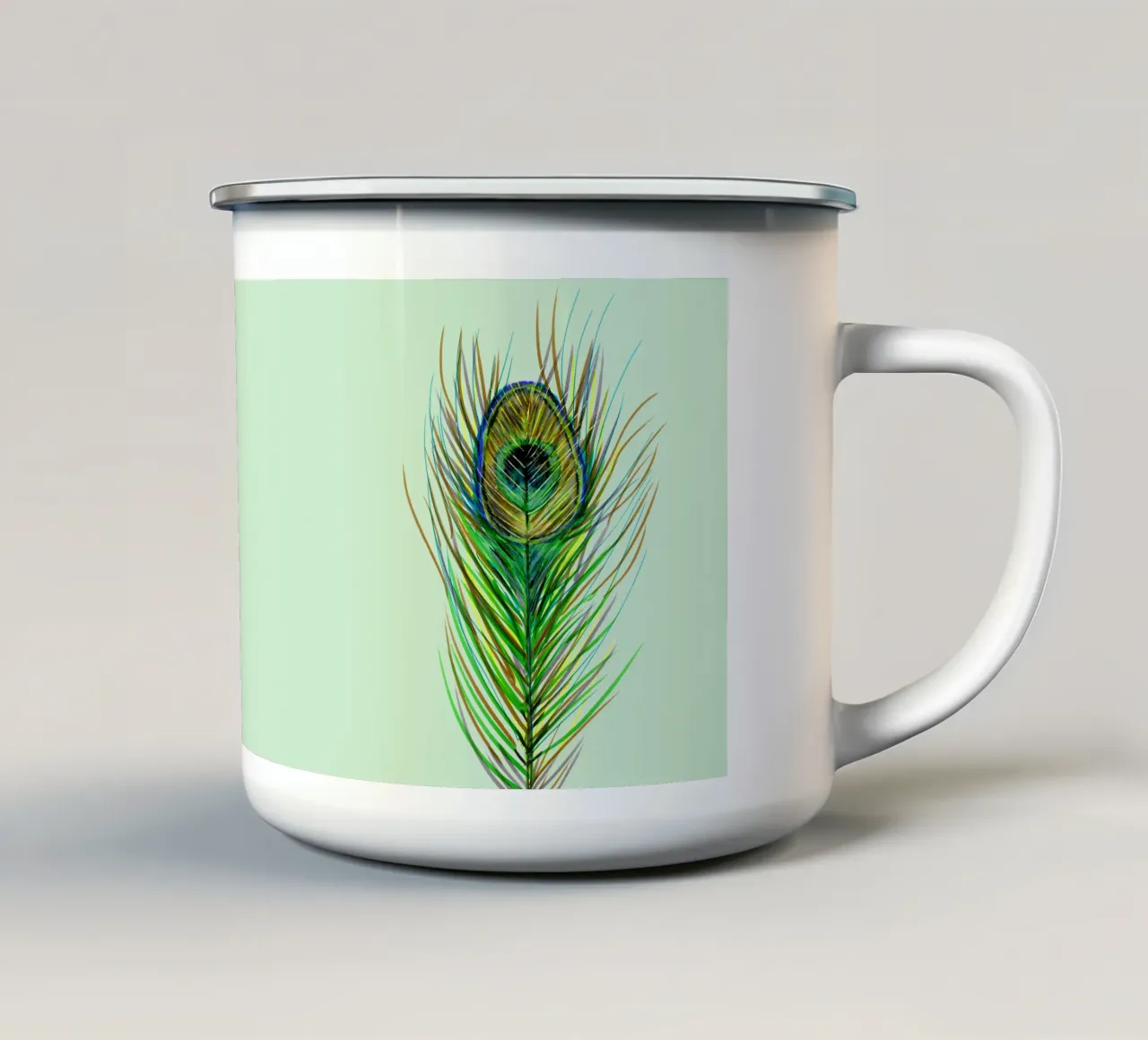Piuma di coda di pavone tazza in smalto da BwiseLizzy