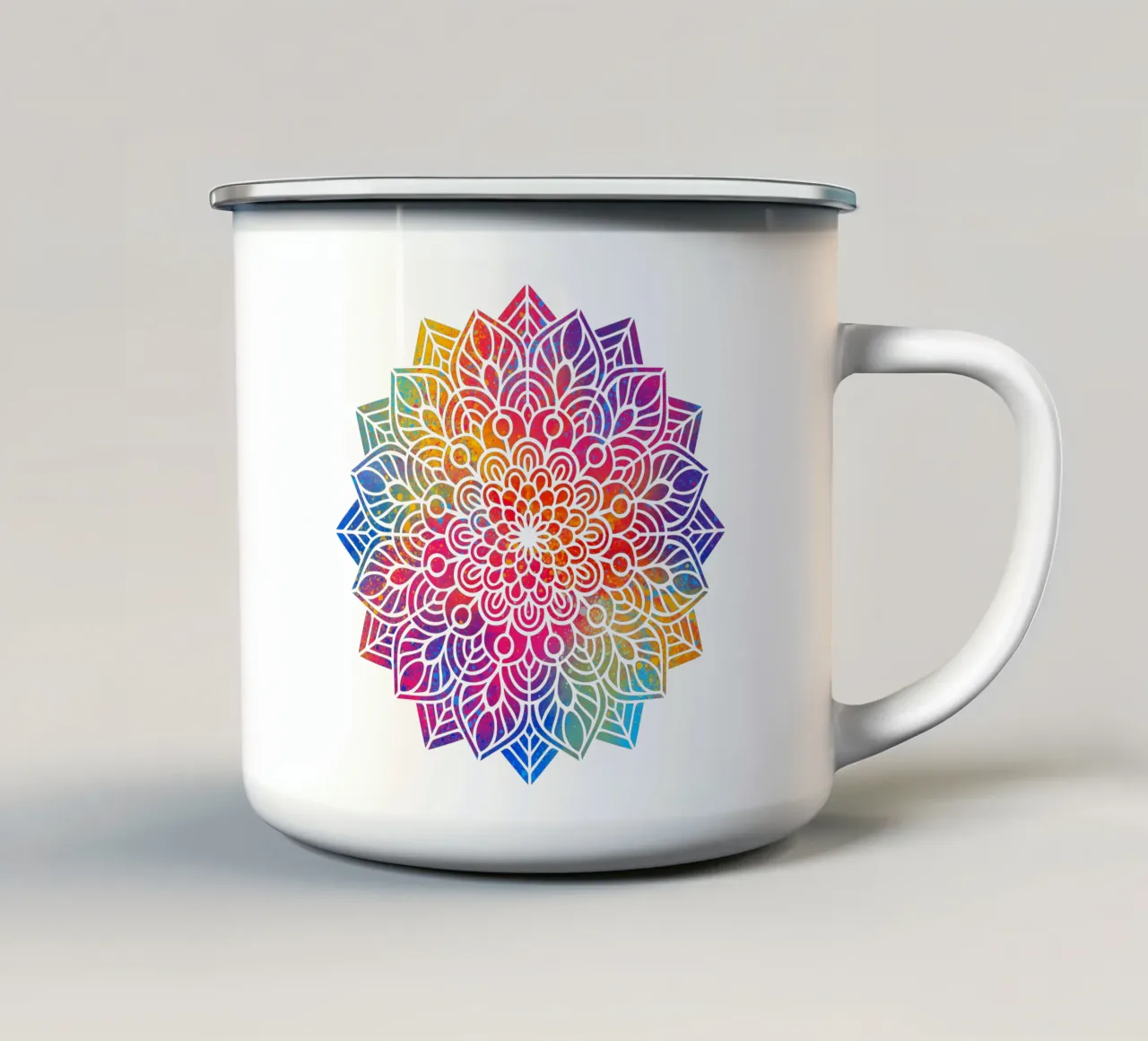 Mandala arcobaleno tazza in smalto da Spiritual Touch