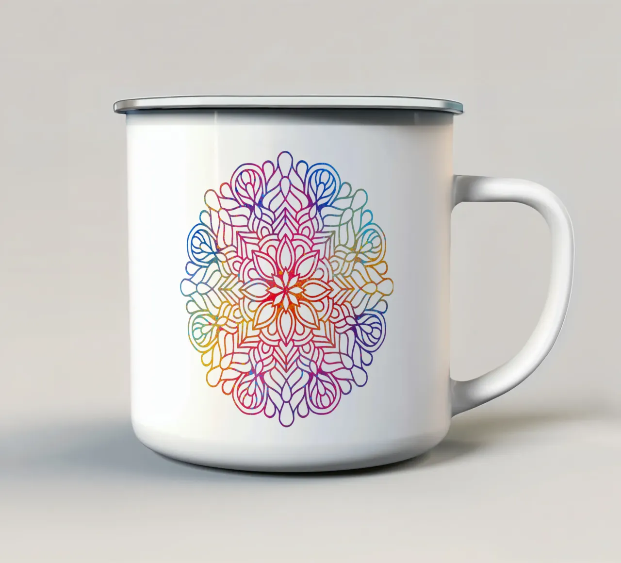 Mandala arcobaleno tazza in smalto da Spiritual Touch