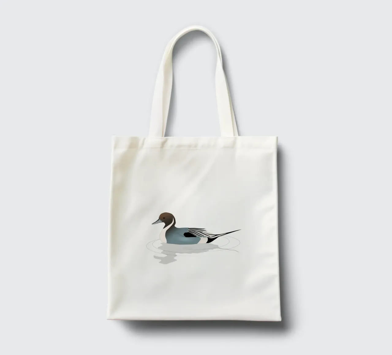 Illustration of a northern pintail duck tote bag by BwiseLizzy