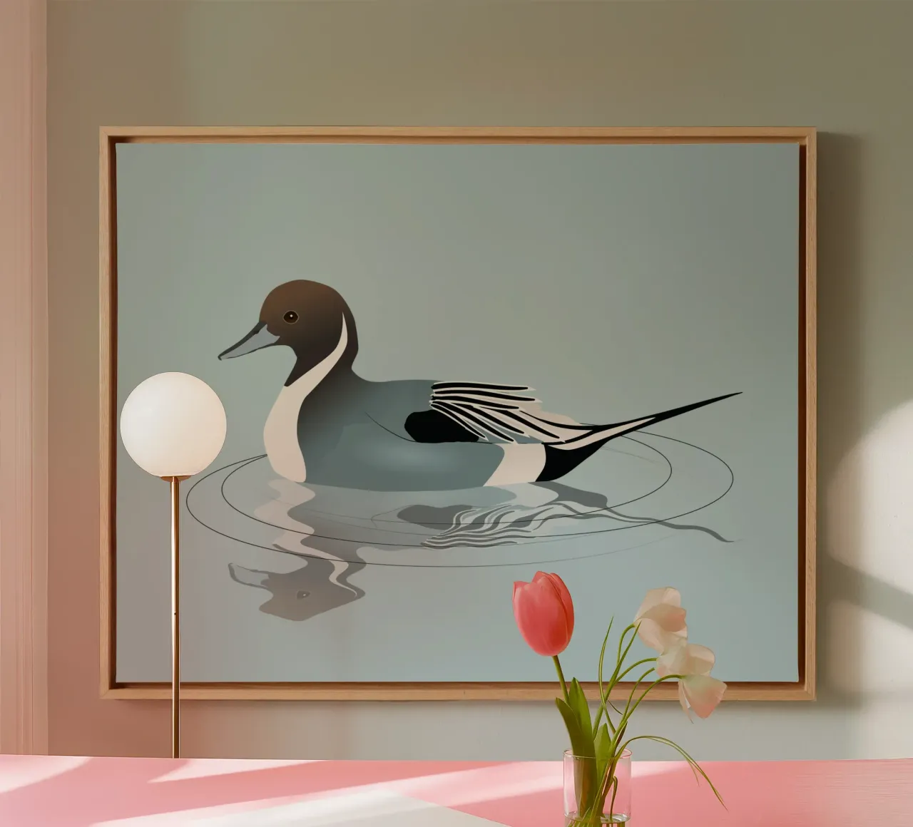 Illustration of a northern pintail duck canvas by BwiseLizzy