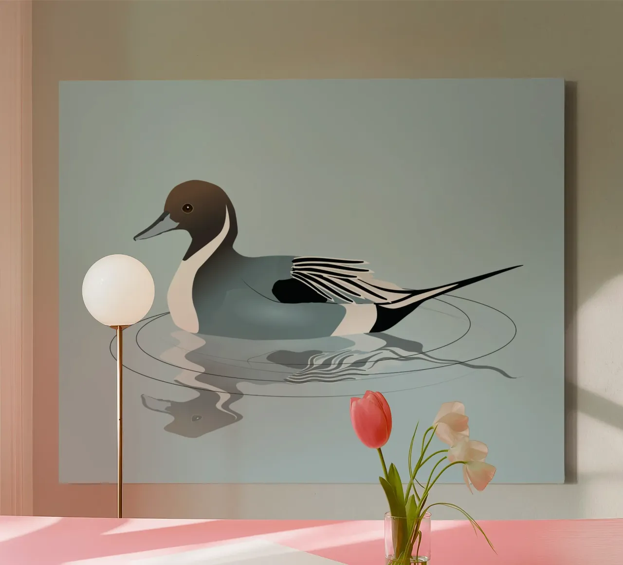 Illustration of a northern pintail duck canvas by BwiseLizzy