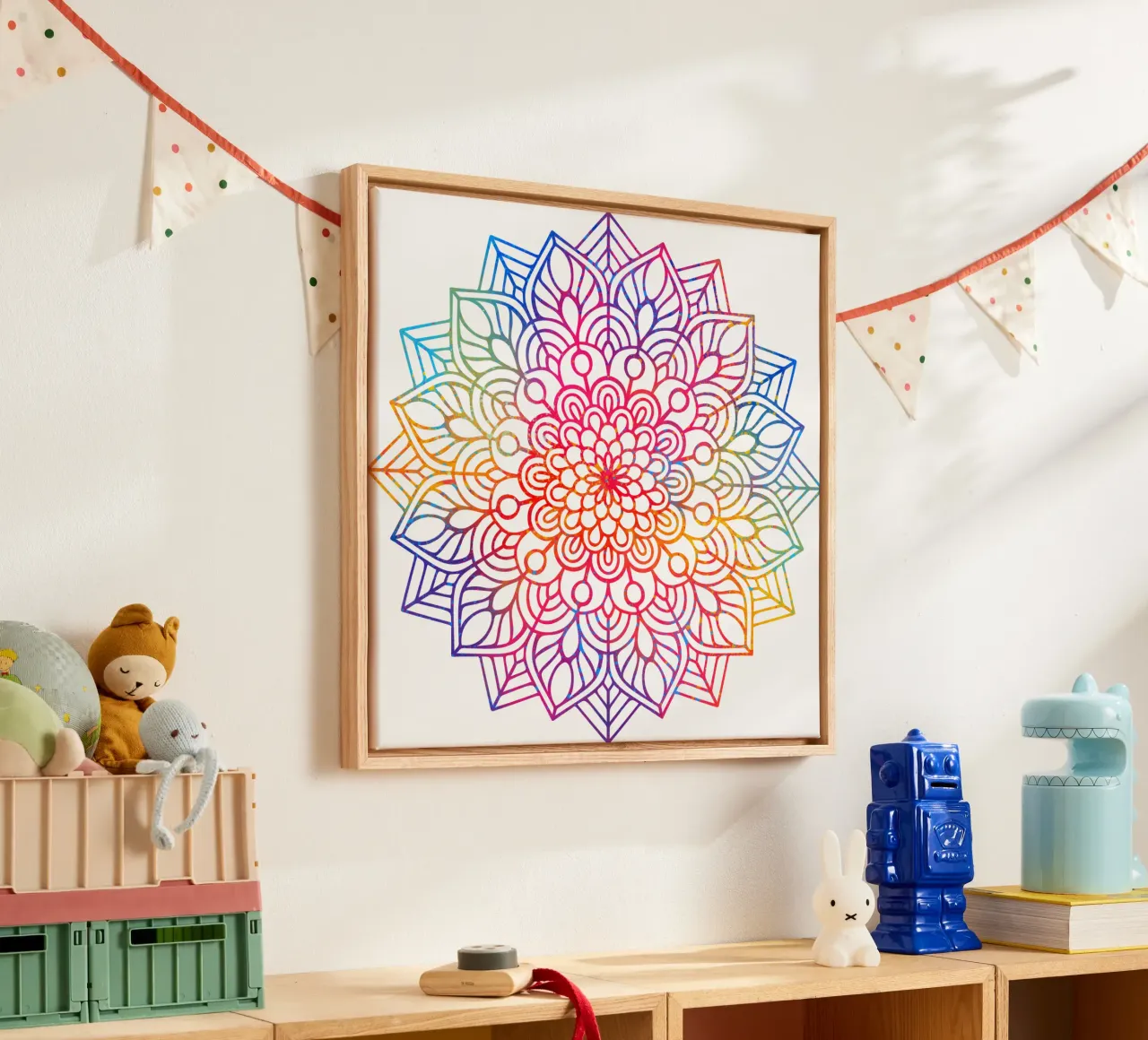 Mandala arcobaleno tela con Cornice a cassetta da Spiritual Touch