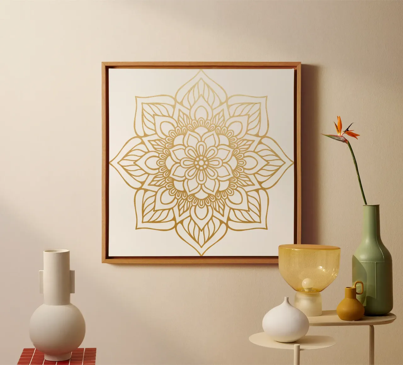 Mandala d'oro tela con Cornice a cassetta da Spiritual Touch