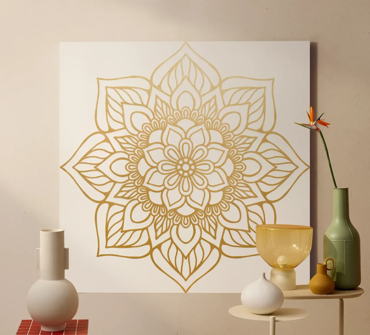 Mandala d'oro tela con Cornice a cassetta da Spiritual Touch