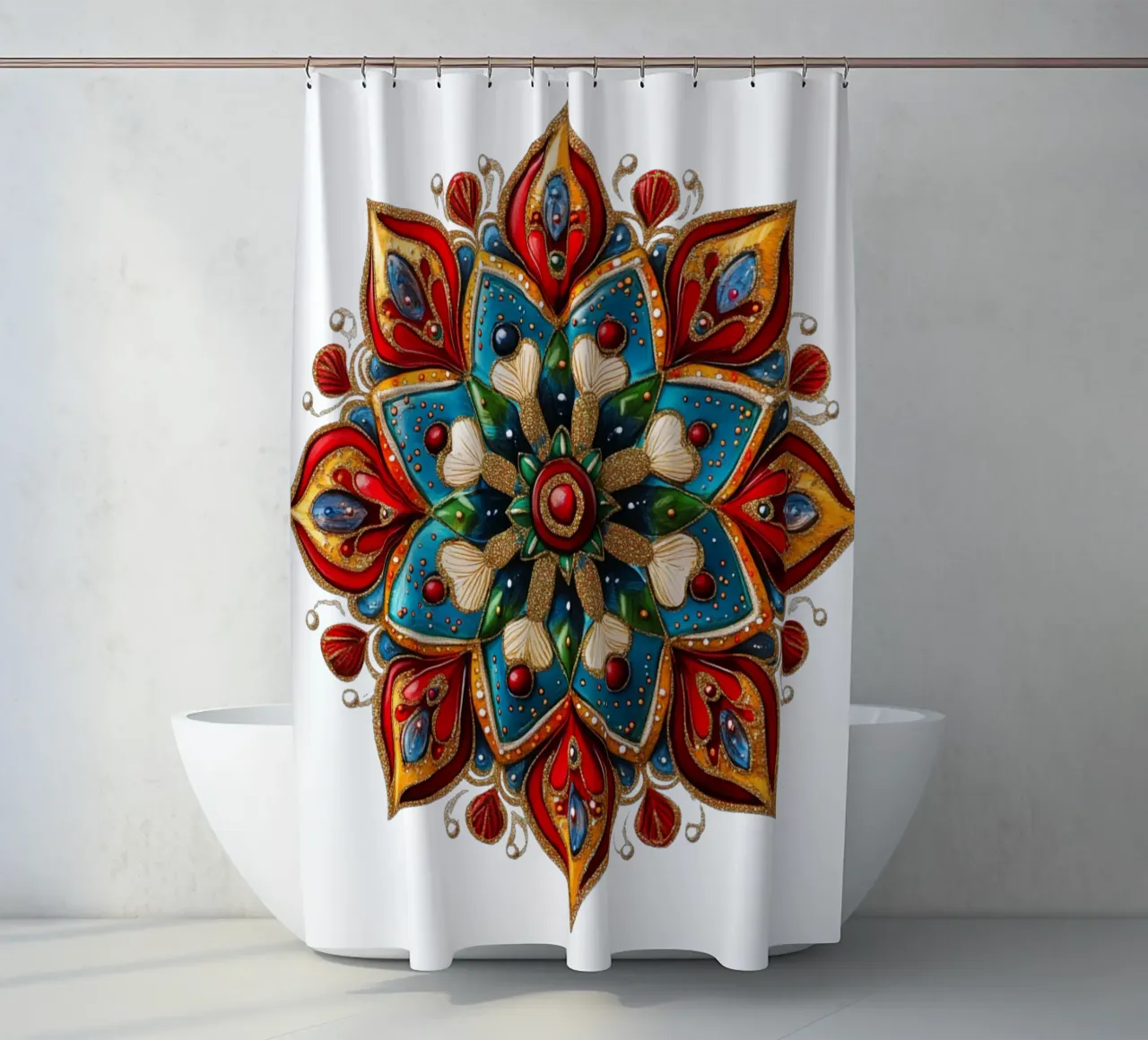 Christmas Mandala shower curtain by Spiritual Touch