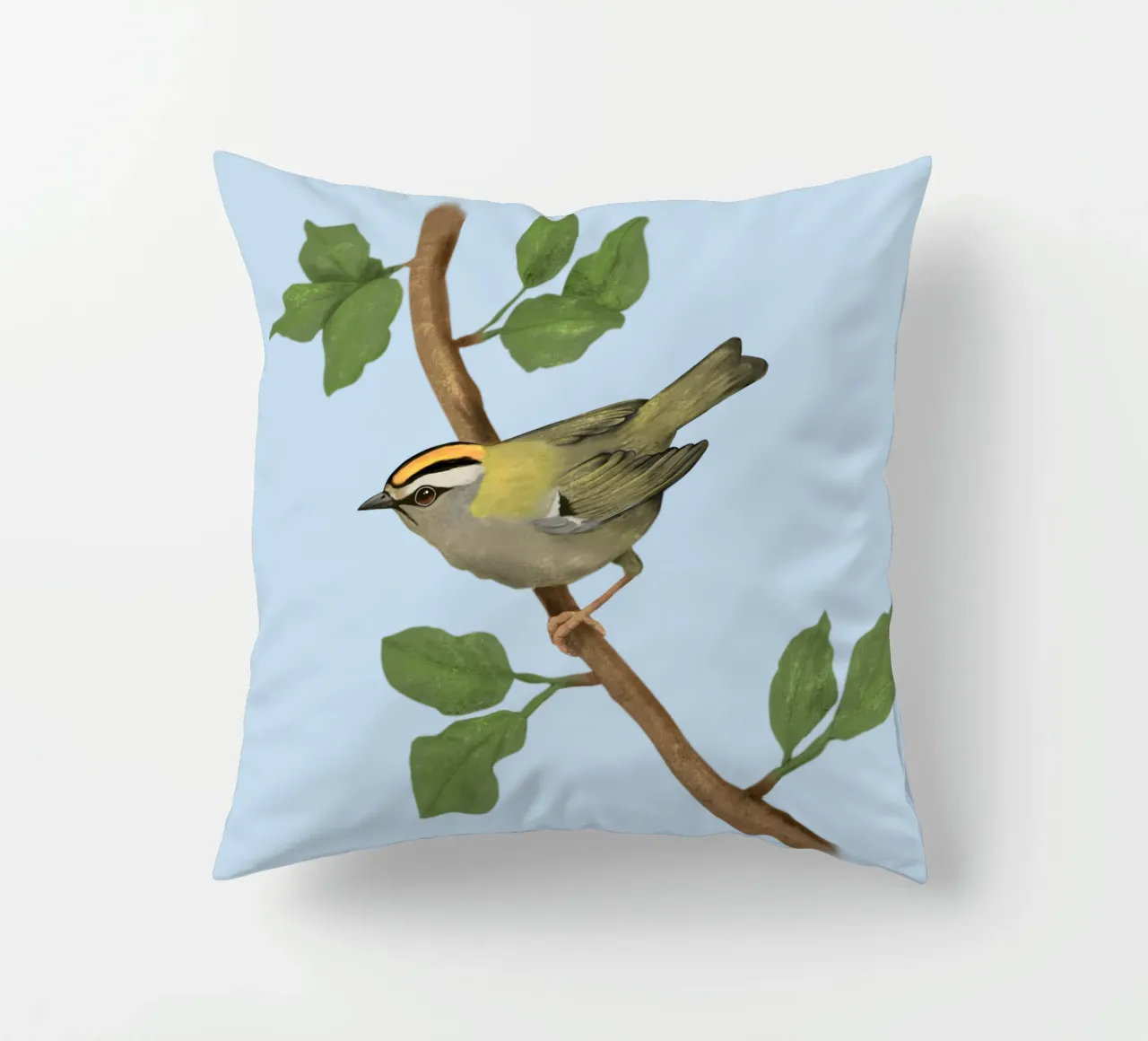 Disegno digitale di firecrest comune cuscino da BwiseLizzy