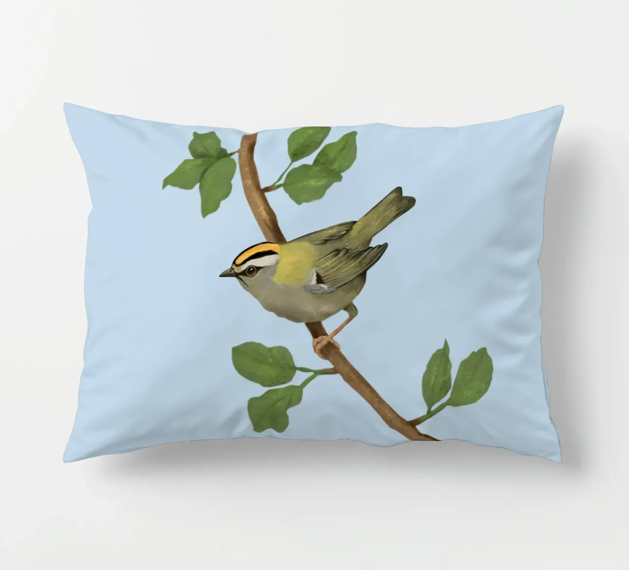 Disegno digitale di firecrest comune cuscino da BwiseLizzy