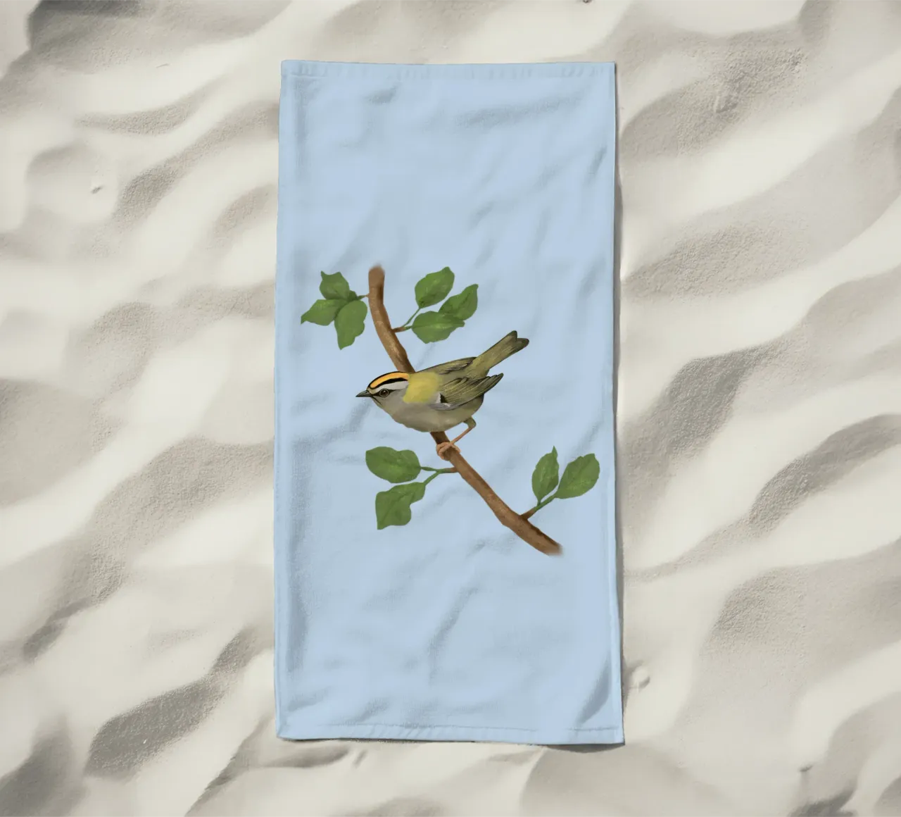 Disegno digitale di firecrest comune telo mare da BwiseLizzy