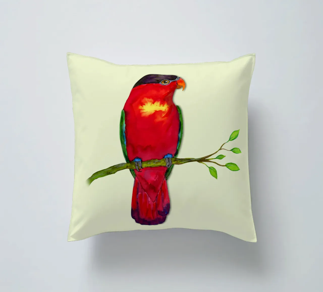 Lory dal naso viola Acquerello cuscino da BwiseLizzy