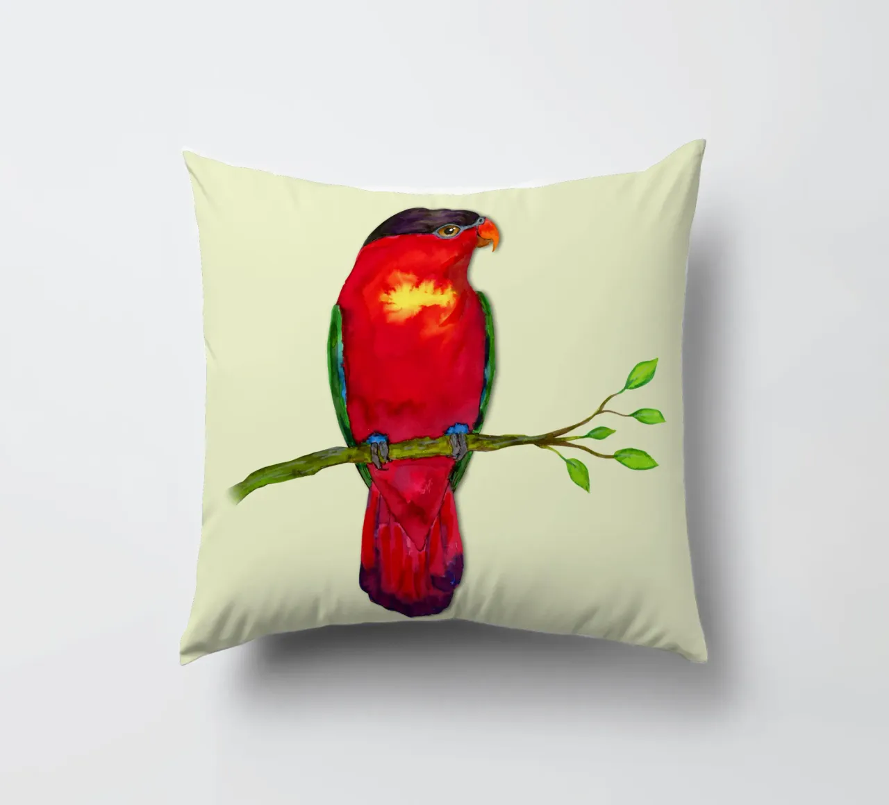 Lory dal naso viola Acquerello cuscino da BwiseLizzy