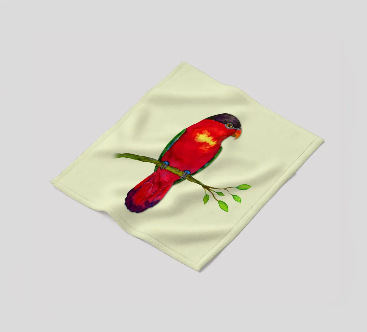 Purple naped lory Watercolor fleece blanket by BwiseLizzy