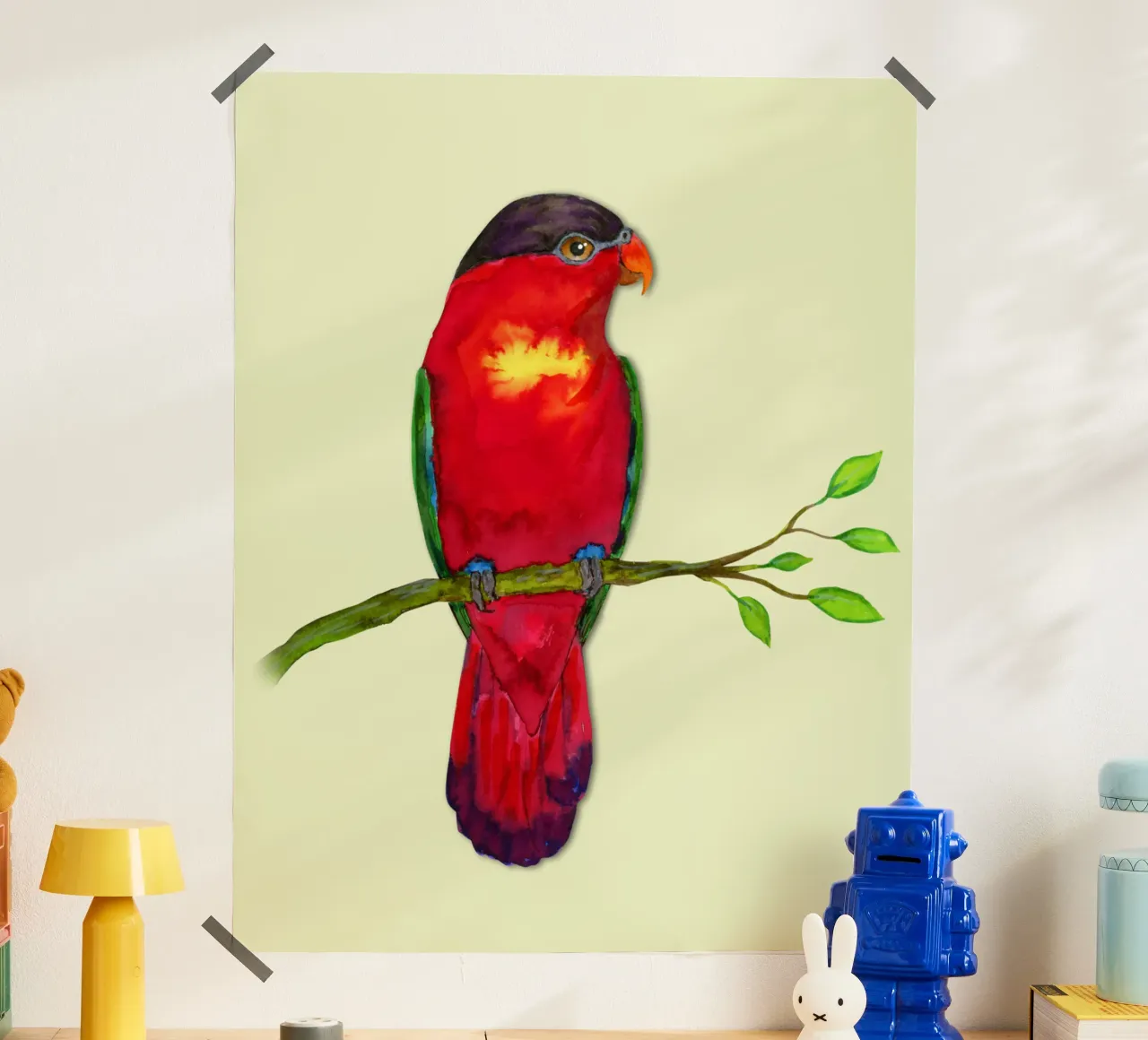 Purple naped lory Watercolor poster by BwiseLizzy