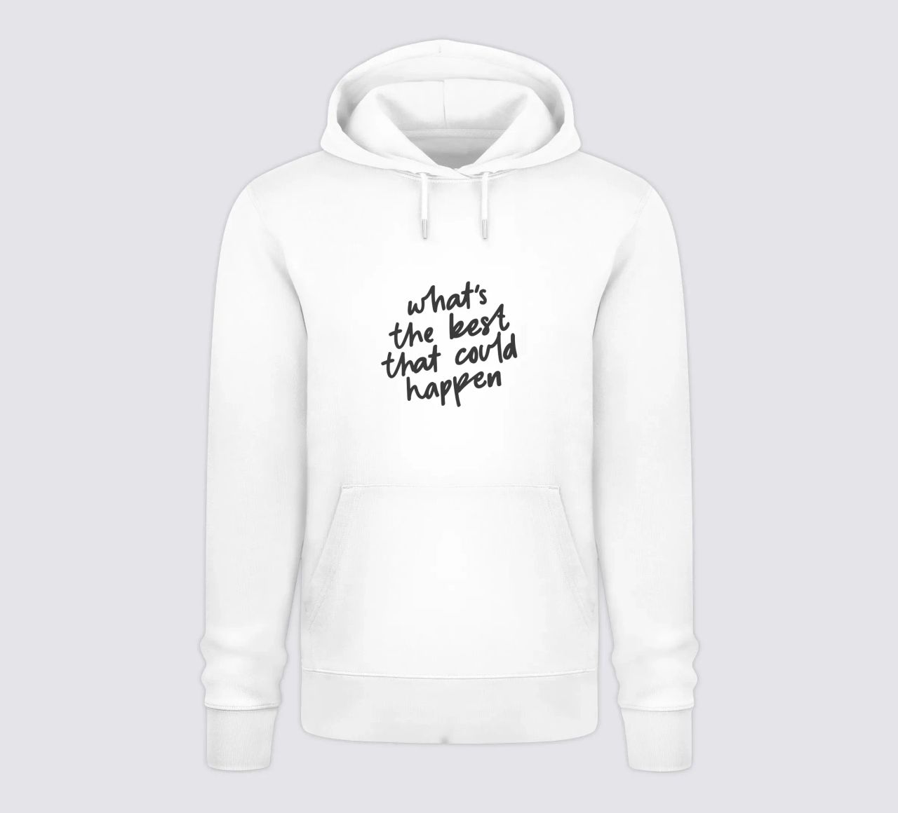 Qual è il meglio che possa accadere Tipografia Design felpa con cappuccio da THE MOTIVATED TYPE