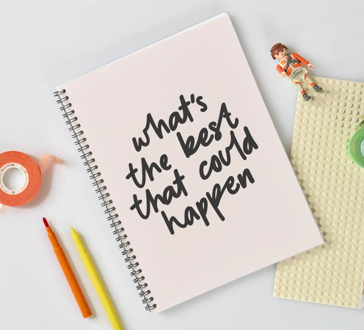 What's The Best That Could Happen Typography Design spiral notebook by THE MOTIVATED TYPE