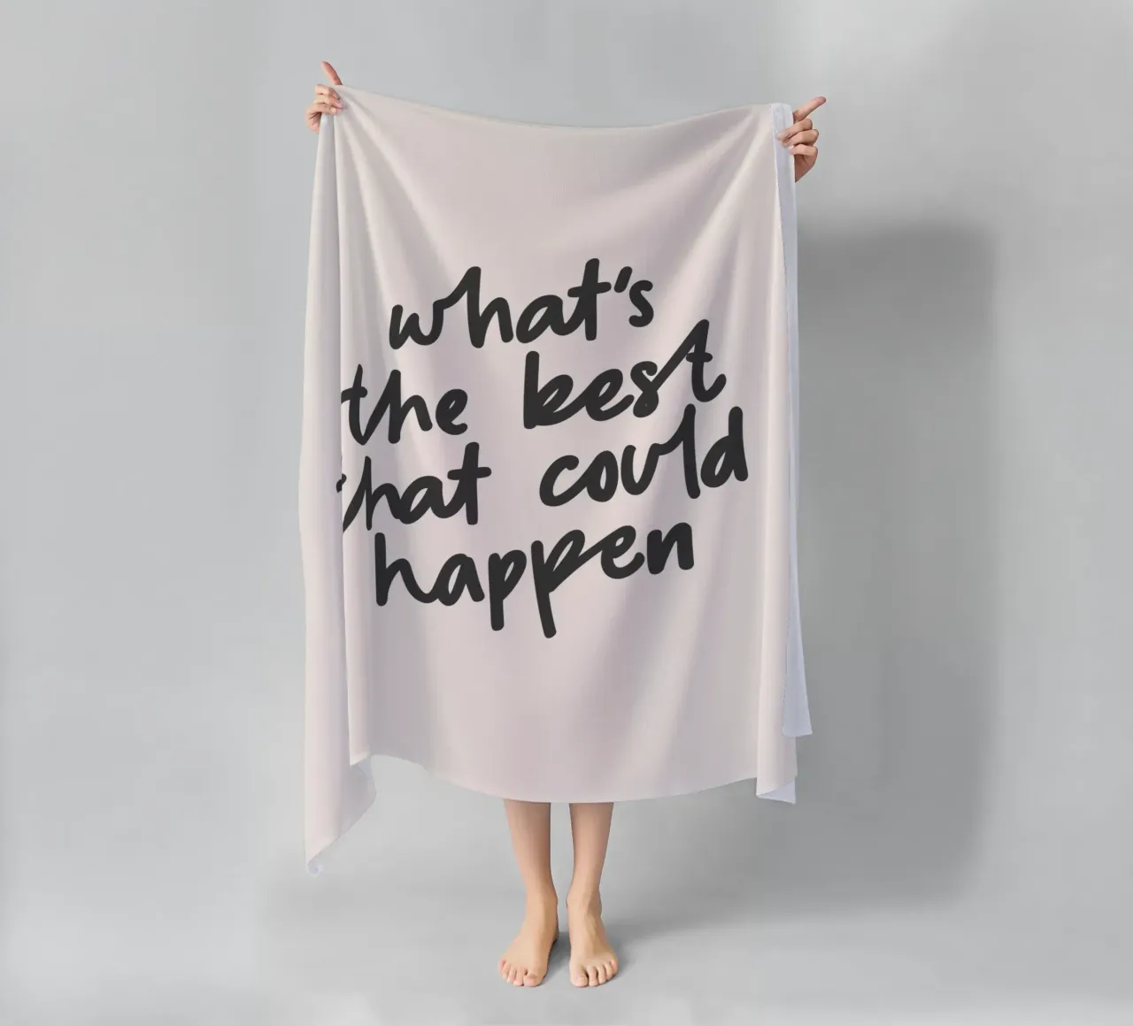 What's The Best That Could Happen Typography Design beach towel by THE MOTIVATED TYPE