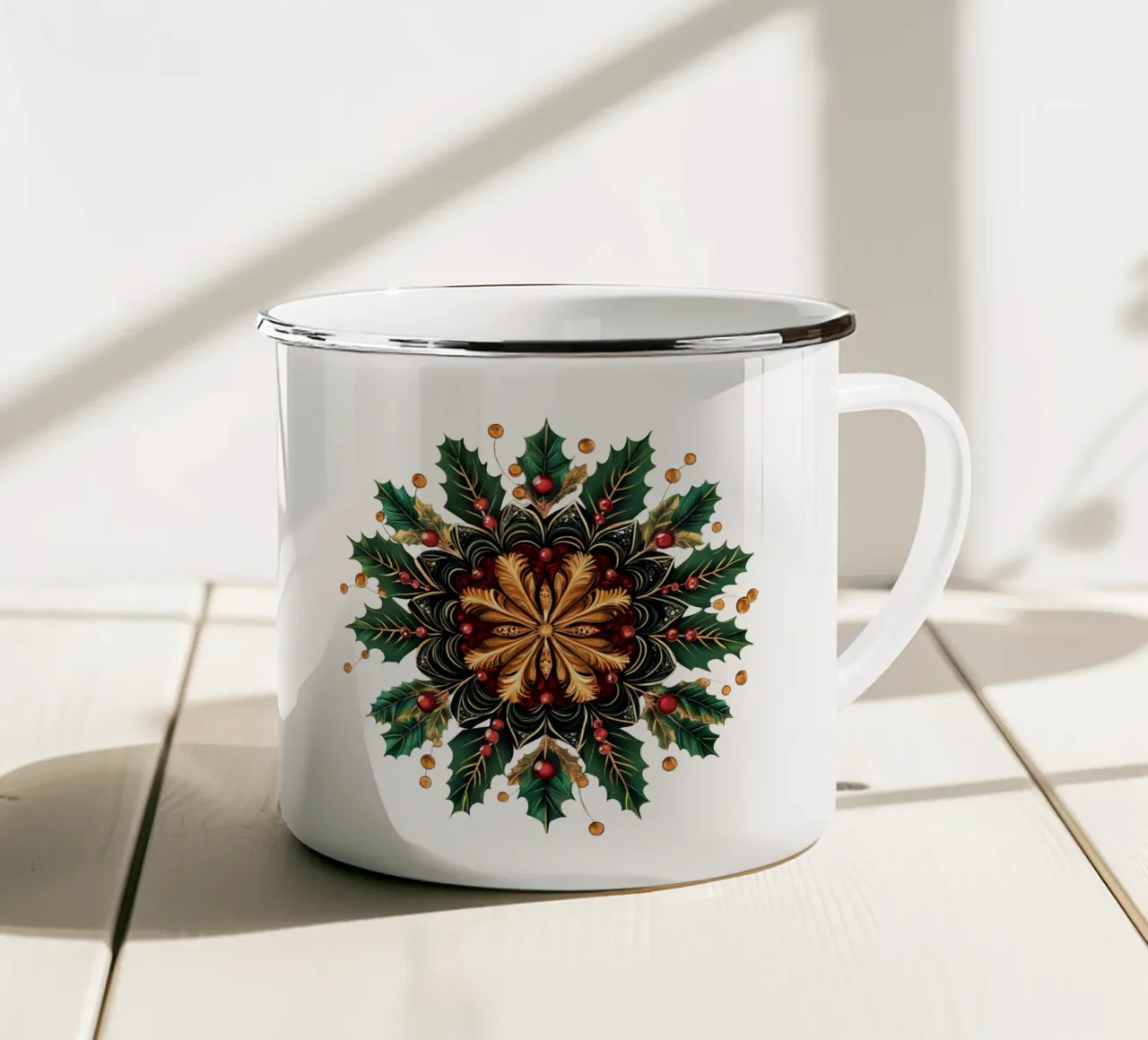 Mandala di Natale tazza in smalto da Spiritual Touch