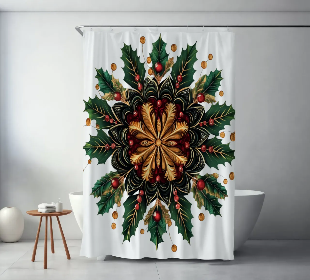 Christmas Mandala shower curtain by Spiritual Touch